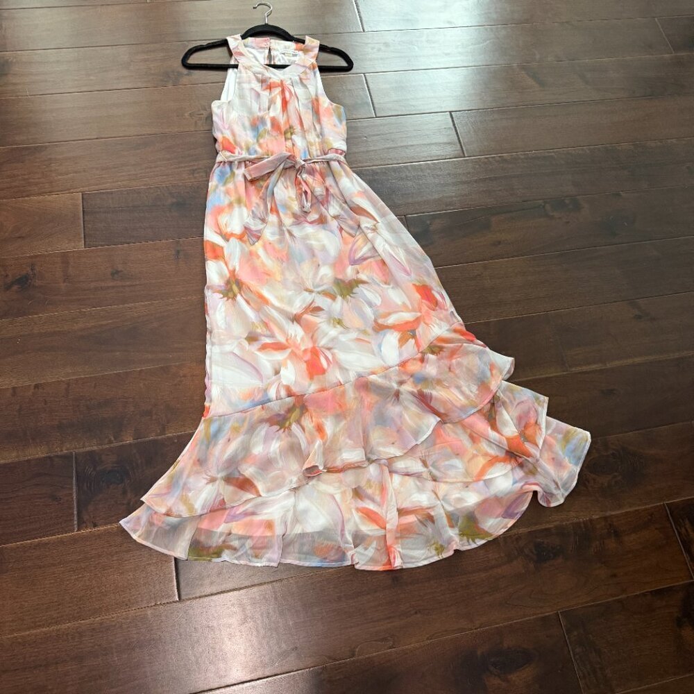 CALVIN KLEIN Floral Fairy Garde Maxi Halter Top Dress Size 6 - Picture 2 of 13